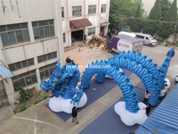 Sculpture d'art de dragon gonflable bleu personnalisée publicité modèle de dessin animé de dragon chinois gonflable pour la fête en plein air
