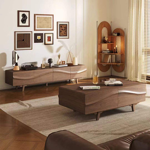 Mueble de TV de Diseño Nórdico, Mueble de TV de Madera Maciza de Lujo para Villa o Apartamento, Mueble de TV Estilo Antiguo, Juego de Mesa de Centro para TV - Product Image 5