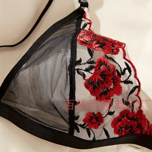 Conjunto de lencería sexy para mujer, encaje negro bordado, transparente, dos piezas, disfraz de ropa interior - Product Image 3