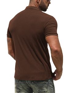 Polos d'été en polyester rayonne Spandex à manches courtes avec impression gaufrée 220gsm, décontractés, ajustés, pour l'entraînement et le golf. - Product Image 2