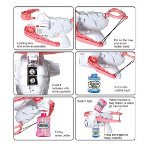 Ensemble <span class=keywords><strong>de</strong></span> jouets à bulles d'<span class=keywords><strong>eau</strong></span> multifonctions 4 en 1 Arc Arbalète Pistolet à <span class=keywords><strong>eau</strong></span> Machine à bulles Jeu extérieur pour enfants <span class=keywords><strong>Rose</strong></span> Bleu - Product Image 3