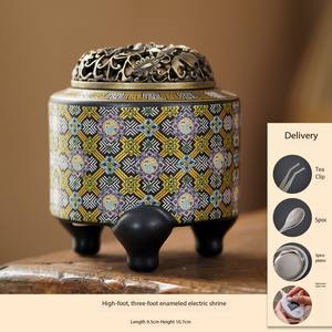 Quemador de incienso eléctrico de cerámica de 520 ° esmaltado al por mayor, calentador electrónico Cloisonne, temporizador, <span class=keywords><strong>olla</strong></span> aromática, bloque de madera en polvo - Product Image 2