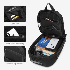 <span class=keywords><strong>Ozuko</strong></span> 9270 - Mochila <span class=keywords><strong>Bandolera</strong></span> Impermeable Unisex Antirrobo, Último Modelo, con Múltiples Bolsillos en un Solo Lado, Correas para el Pecho, <span class=keywords><strong>Bandolera</strong></span> Cruzada - Product Image 3