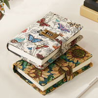 Carnet de notes B6 vintage avec cadenas, broderie personnalisée transfrontalière, papier épais 100g, journal intime cadeau pour adolescents