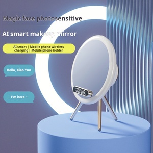 Multifunction Makeup Mirror Q6 LED Night Light AI <strong>Bluetooth</strong> <strong>Speaker</strong> with Alarm Clock All in One Girl Birthday Gift