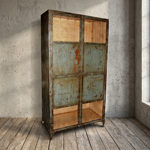 Industrial Vintage 2-Door Storage Wardrobe Iron Antique <b>Rustic</b> Finish Farmhouse Apartment Dining Living Room Villa Home - Product Image 2