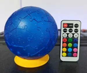 60 buah remote control pita biru bening payet transparan 3D stereo puzzle bola Halloween dengan lampu permen bola mainan diy puzzle