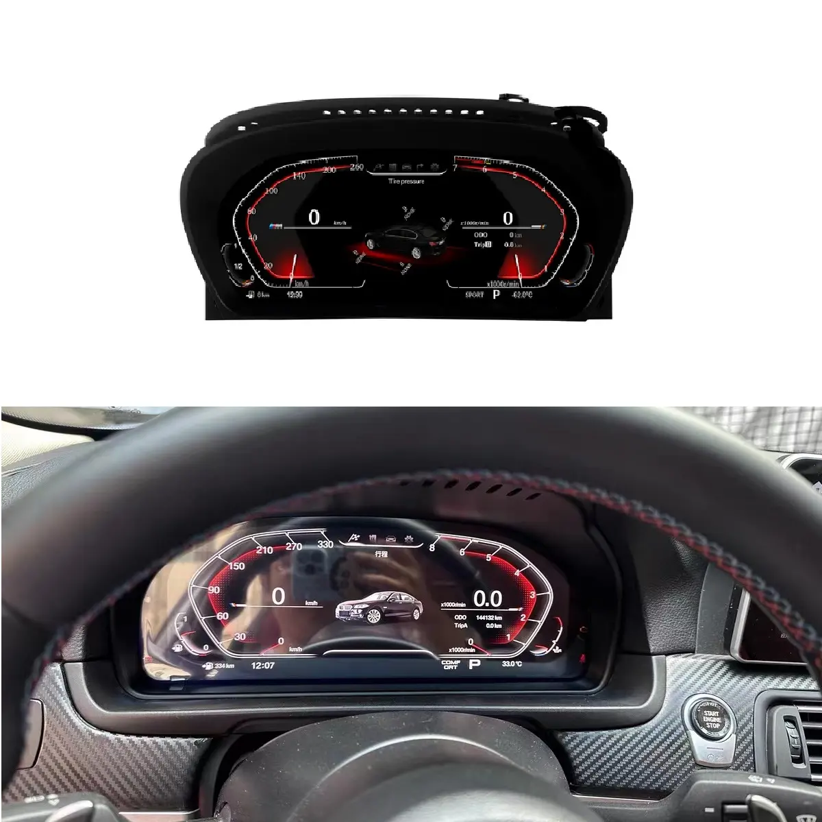 12.3 Instrument de groupe numérique de voiture pour BMW série 5 E60 E61 E63 E64 2004-2012 tableau de bord de compteur de vitesse LCD