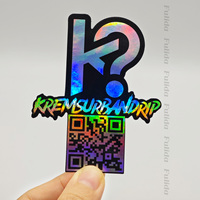 Feuille d'autocollants alphabet découpés holographiques brillants avec code QR, personnalisée, en cire, pour jeu de réflexion, impression de lettres, logo, en PET durable