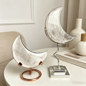 Vente en gros de sculptures de lune en obsidienne argentée naturelle de 8 à 10 cm, ornements en cristal pour la guérison spirituelle, décoration intérieure - Product Image 6