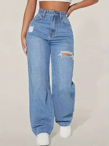 Jeans Lunghi Lavati e Strappati per Donna in Stile Europeo e Americano per il Commercio Estero - Product Image 5