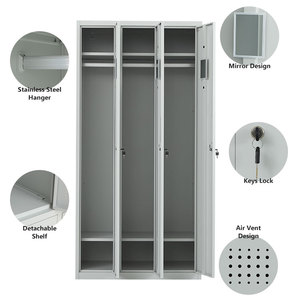 Casier métallique assemblé avec serrure à clé pour l'école, le bureau, la salle de sport, l'hôpital à domicile 3 portes, le stockage écologique en acier avec tige de suspension - Product Image 3