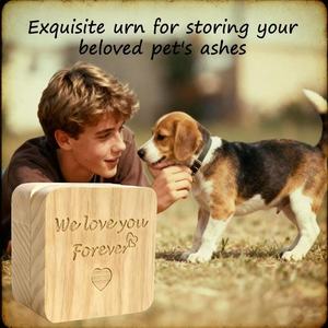 Wooden Pet Urn Square Airtight Magnetic Flip Top For Cat Dog Hair <b>Memorial</b> <b>Box</b> - Product Image 5