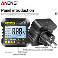 AC10 Penguji Soket Listrik Detektor Steker Garis Nol Pemeriksa Polaritas Steker Detektor Fase US/EU Multimeter Penguji Digital