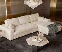 Canapé d'angle moderne de luxe en velours côtelé, style crème, tissu côtelé, pour salon, livré en boîte
