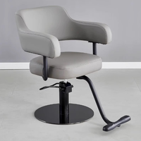 Fauteuil de barbier Heshi inclinable avec pompe hydraulique, équipement de salon commercial, cuir synthétique noir