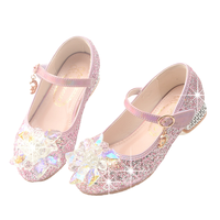 Chaussures de princesse à talons hauts antidérapantes pour filles, imprimés animaux, cristaux brillants, logo personnalisé, mocassins décontractés pour enfants, chaussures de fête pour enfants