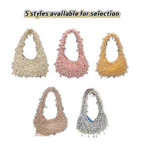 <span class=keywords><strong>Borsa</strong></span> da donna con perle scintillanti di cristallo Hobo con catene con nappe con motivo a spalla e braccio <span class=keywords><strong>borsa</strong></span> da cena - Product Image 3