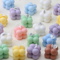 Bougie en cire de soja sans fumée, design mini Rubik's Cube, parfum poire anglaise et lavande française, cadeau de luxe fait main