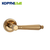 Serrure de porte à levier rond Koppalive en or brossé avec fonction de confidentialité, installation facile pour portes en bois de villas et hôtels