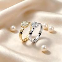 Bague en acier inoxydable en gros, motif étoile à quatre branches, incrustation de strass, dorée, bande de 3 mm, en stock, bague tendance pour femme