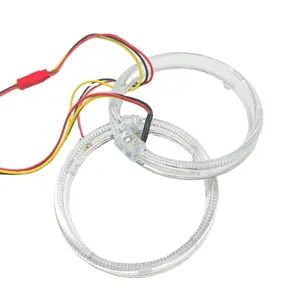 Fabriek Hete Verkoop Auto Engelenogen Led Halo Ringen Wit + Geel Daul Kleur 80Mm 90Mm Engelenogen Ringen Licht