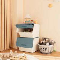 Conteneur en plastique à ouverture inclinée, matériau PP, couvercle à charnière latérale, pour produits ménagers et de cuisine, bacs de rangement et boîtes à chaussures