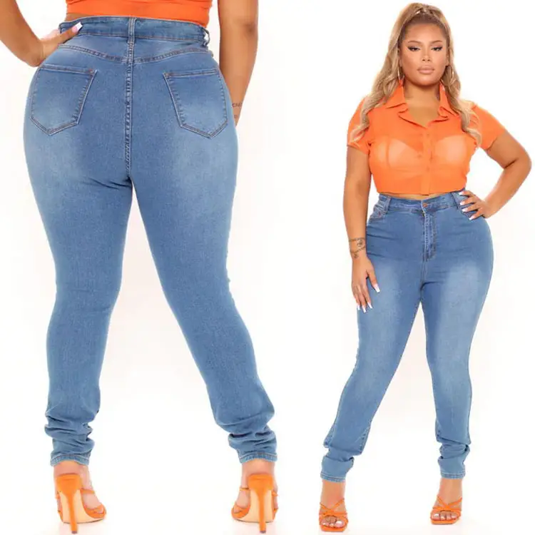 Großhandel Hochwertige S-4XL Stretch Jeans Frauen Hohe Taille Sexy Plus Size Für Frauen Mädchen Röhrenjeans