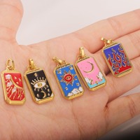 15 styles de pendentifs tarot en acier inoxydable, amulette porte-bonheur, breloques rectangulaires pour la fabrication de bijoux et l'artisanat DIY