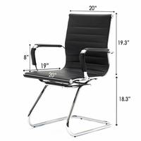 Chaise de bureau ergonomique sans roue traîneau en cuir PU stationnaire pour réunion, réception, visiteurs, événements en attente