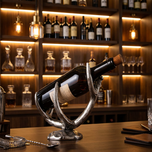 Porte-bouteilles à vin moderne en acier inoxydable, présentoir pour la décoration de la maison - Product Image 5