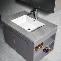 Meuble-lavabo flottant contemporain avec finition mate douce, double porte et rangement dissimulé
