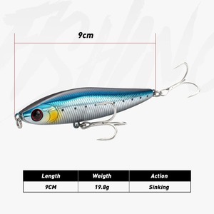 Leurre crayon coulant TRY&V pour lancer à longue distance, 9 cm, 198 g, leurre dur artificiel, hameçons en plastique, utilisation en eau douce et en eau salée - Product Image 2