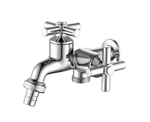 Wholesale Perfect Plated Double Handle Cold Faucet Abs Low Price Bibcock Plastic Tap Modern Apartment Wall Mounted BST1134-P37