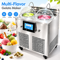 Machine à Gelato Verticale Multi-Saveurs Professionnelle 3-en-1 avec Affichage et Maintien au Frais pour Boulangerie et Restaurant