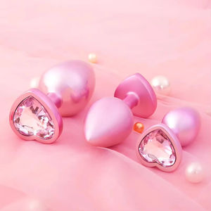 Vente en gros de plug anal en cristal rose, jouet sexuel en forme de cœur, finition argentée/dorée, 100% imperméable, durable, facile à nettoyer - Product Image 6