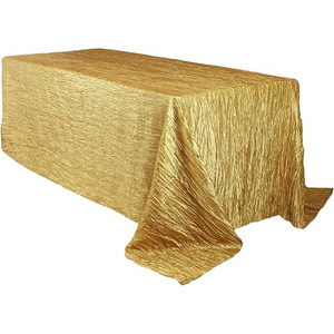 Nappe rectangulaire en taffetas froissé de 90x132 pouces-Bleu marine, linge de <span class=keywords><strong>table</strong></span> rectangulaire pour tables rectangulaires de 8 pieds - Product Image 2