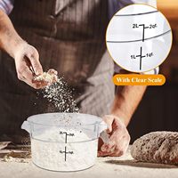 Pot en plastique pour levain avec couvercle, poignée et échelle, boîte de levage de pâte, récipients de stockage alimentaire 1QT 2QT 4QT pour la pâtisserie