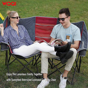 Chaise de camping pliable portable Woqi, chaise double d'extérieur, cadre en aluminium, bleu paon, chaise de jardin rectangulaire - Product Image 2