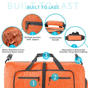 <b>40L</b>/65L Foldable <b>Duffel</b> <b>Bag</b> Water-Repellent Travel Backpack Lightweight Carry <b>Bag</b> for Overnight Weekender Sports Men Women - Product Image 3