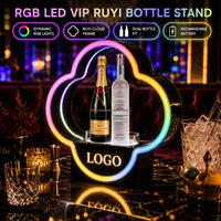 Support de présentation de bouteilles de vin et de spiritueux en forme de fleur RGB personnalisé pour bar de nuit, avec éclairage LED, pour service VIP