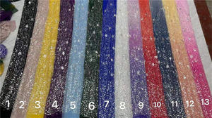 Aso Ebi-tela de encaje africano con <span class=keywords><strong>lentejuelas</strong></span>, tul francés con cuentas, tela de malla decorada con cuentas de poliéster - Product Image 4