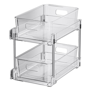 Organisateur sous évier transparent à 2 niveaux, étagère <span class=keywords><strong>de</strong></span> <span class=keywords><strong>rangement</strong></span> coulissante, <span class=keywords><strong>panier</strong></span> <span class=keywords><strong>de</strong></span> <span class=keywords><strong>rangement</strong></span> multifonctionnel <span class=keywords><strong>pour</strong></span> <span class=keywords><strong>cuisine</strong></span> et salle <span class=keywords><strong>de</strong></span> bain - Product Image 4