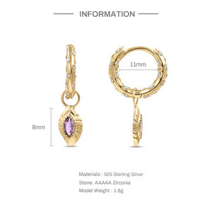 Boucles d'oreilles pendantes CANNER S925 en argent sterling avec zircon, coquillage, lune et étoile - Product Image 2