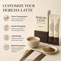 Sachets de poudre de latte Hojicha OEM sous marque privée, mélange de boisson au thé latte torréfié original, 20g, 10 sachets par boîte