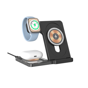 Cargador inalámbrico plegable magnético 4 en 1, cargador de cubo de carga rápida de 15W para iPhone <span class=keywords><strong>15</strong></span> Pro Max con luz nocturna Led personalizada - Product Image 1