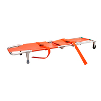 Chaise-brancard médical pliable OEM en aluminium avec surface en PVC et deux roues