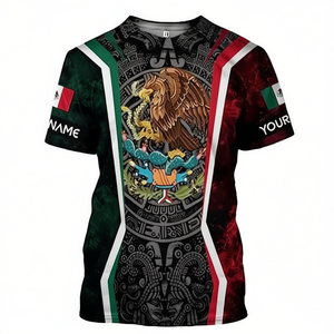 T-Shirt Aquila Azteca Messicana con Design Bandiera Messicana 3D e Opzione Nome Personalizzato - Product Image 2
