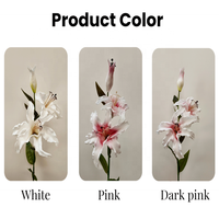 Hochwertige 3-Köpfige Lilien-Blumen Realistische Künstliche PU Weiße Rosa Lilien für Hochzeit Heim Tischdekoration
