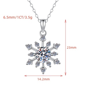 Joyería fina forma <span class=keywords><strong>de</strong></span> copo <span class=keywords><strong>de</strong></span> nieve 1Ct D <span class=keywords><strong>Color</strong></span> VVs1 Moissanite S925 plata esterlina encanto colgante collar regalo <span class=keywords><strong>de</strong></span> compromiso para mujeres - Product Image 5
